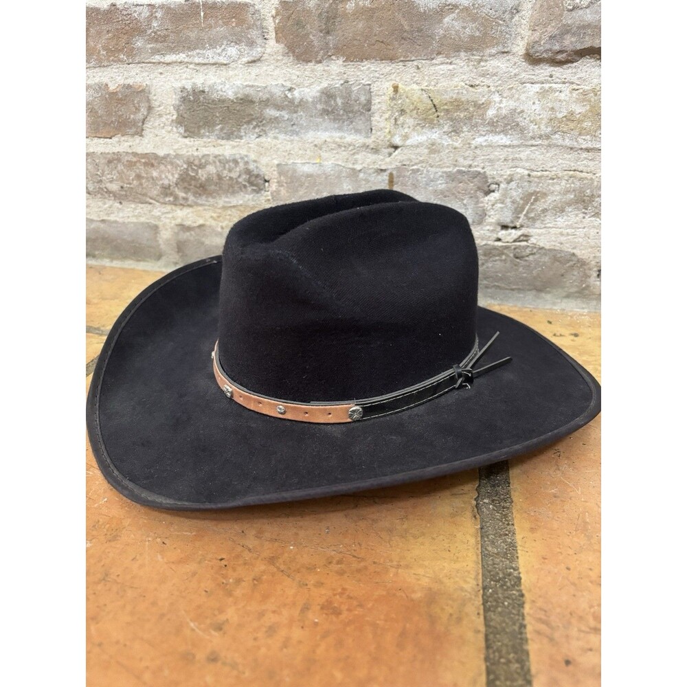 Carson Black Felt Cowboy Hat, Talla (Small Size) Made In Mexico Western Style